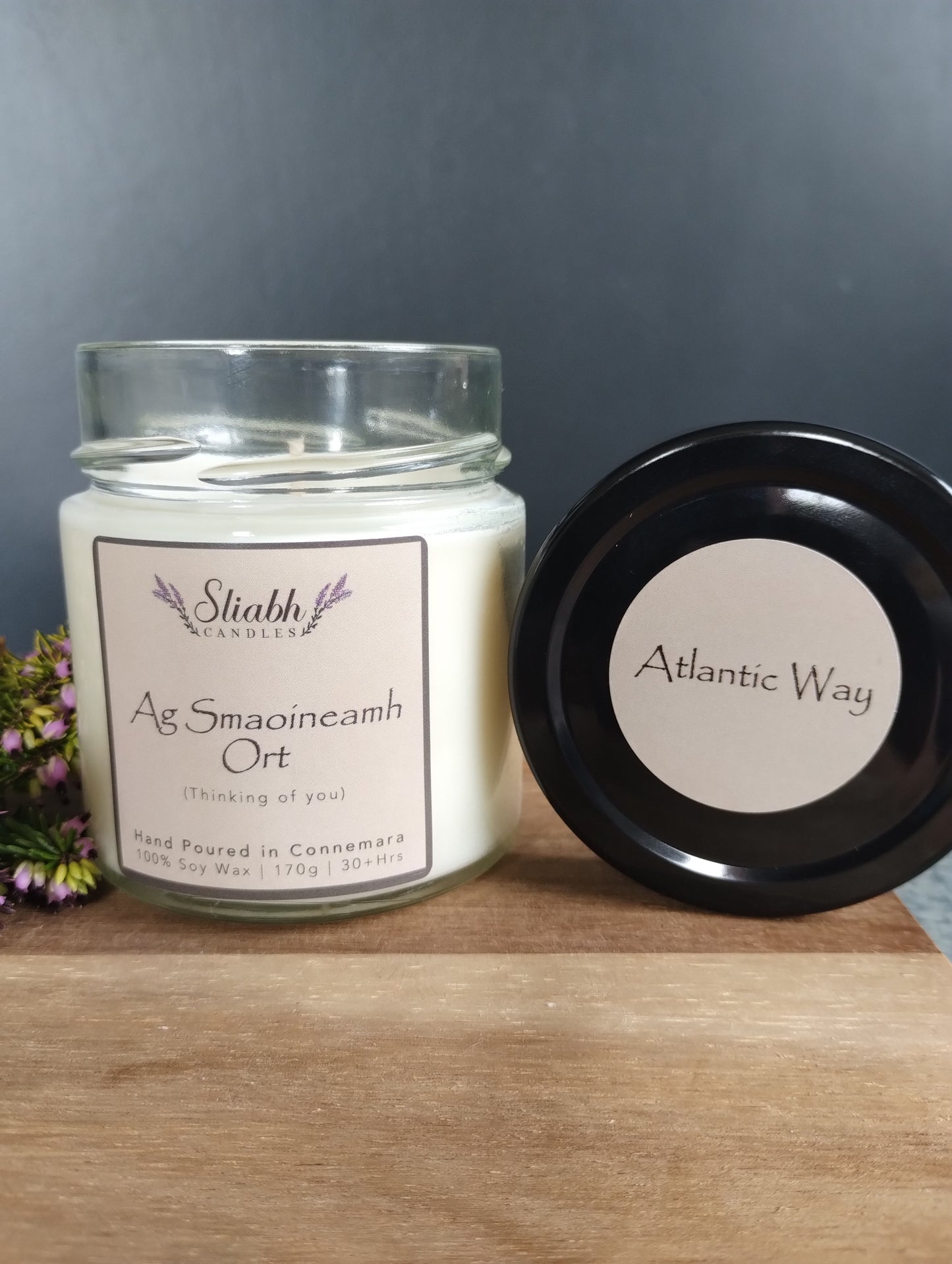 Thinking of you Candle & Card Set | Ag Smaoineamh Ort | Thoughtful gift | Handmade in Connemara
