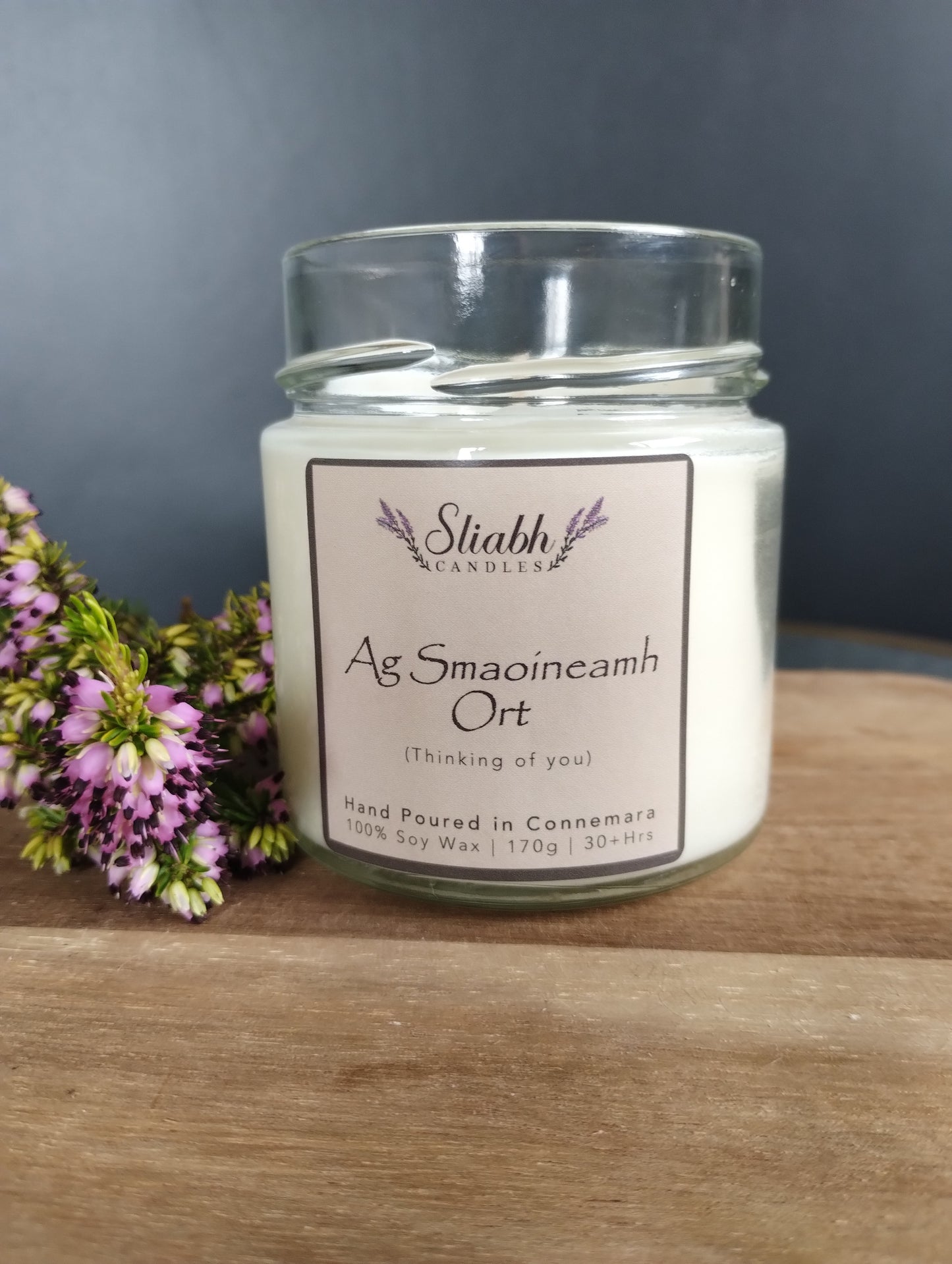 Thinking of you Candle & Card Set | Ag Smaoineamh Ort | Thoughtful gift | Handmade in Connemara