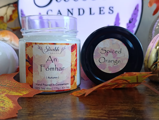 Autumn Inspired Soy Wax Candle | An Fómhar | Spiced Orange | Handmade in Ireland