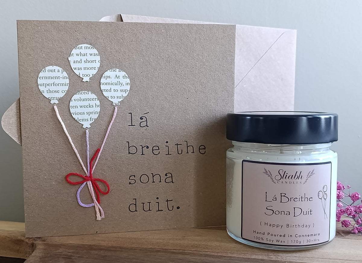 Handmade Birthday Card (as Gaeilge) – “Bréithlá Sona Duit”