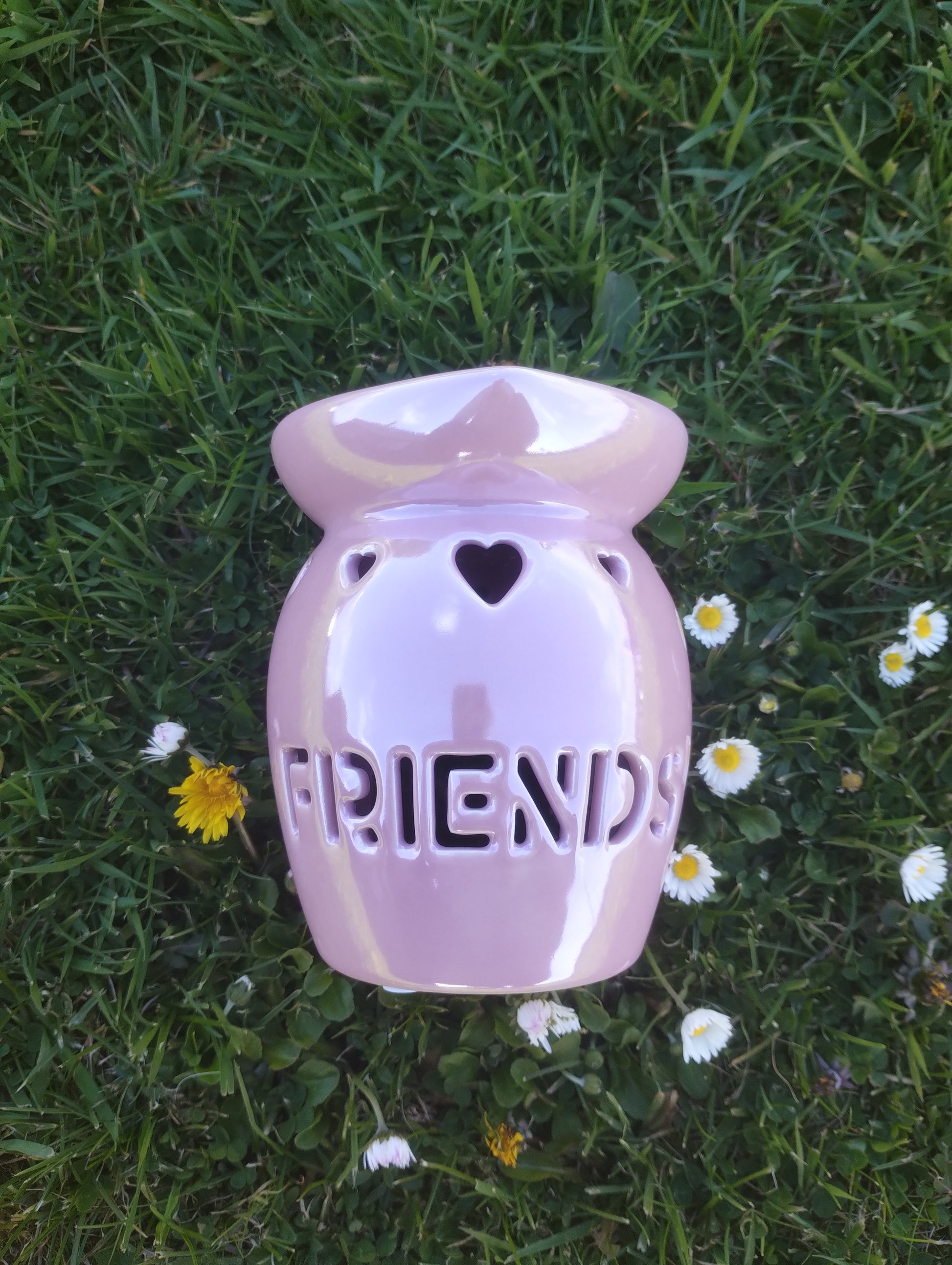 Friends Oil Burner & Wax Warmer | Pink Lustre Ceramic | Heart Cutout