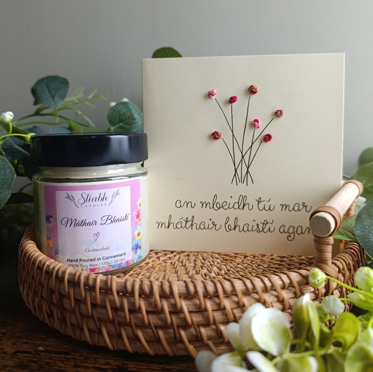Máthair Bhaistí Irish Candle & Godmother Proposal Gift Set – Handmade in Connemara