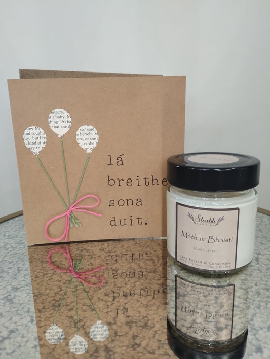 Godmother Birthday Candle & Card Set | Breithlá | Birthday gift Godmother | Handmade in Connemara