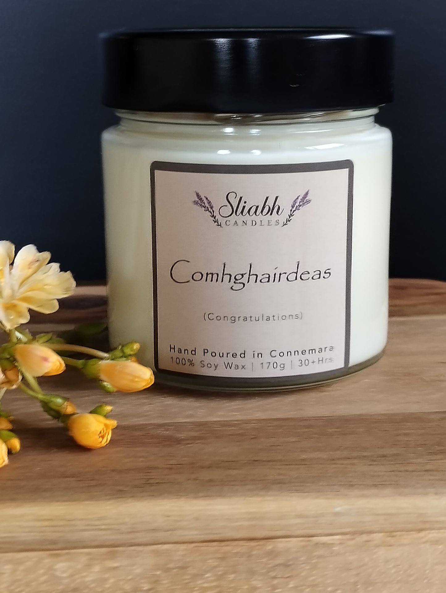 Sliabh Candles Comghairdeas Congratulations Soy Wax Candle. Handmade in Ireland. Irish Gift. Well done, 