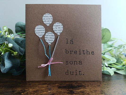 Handmade Birthday Card (as Gaeilge) – “Bréithlá Sona Duit”