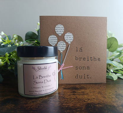 Irish Birthday Candle & Card Gift Set – Handmade in Connemara