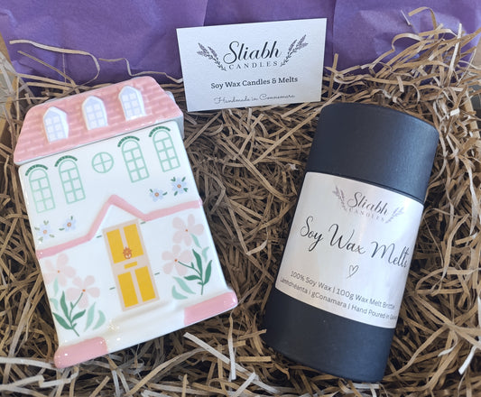 Pastel House Wax Burner Gift Set with Soy Wax Melts