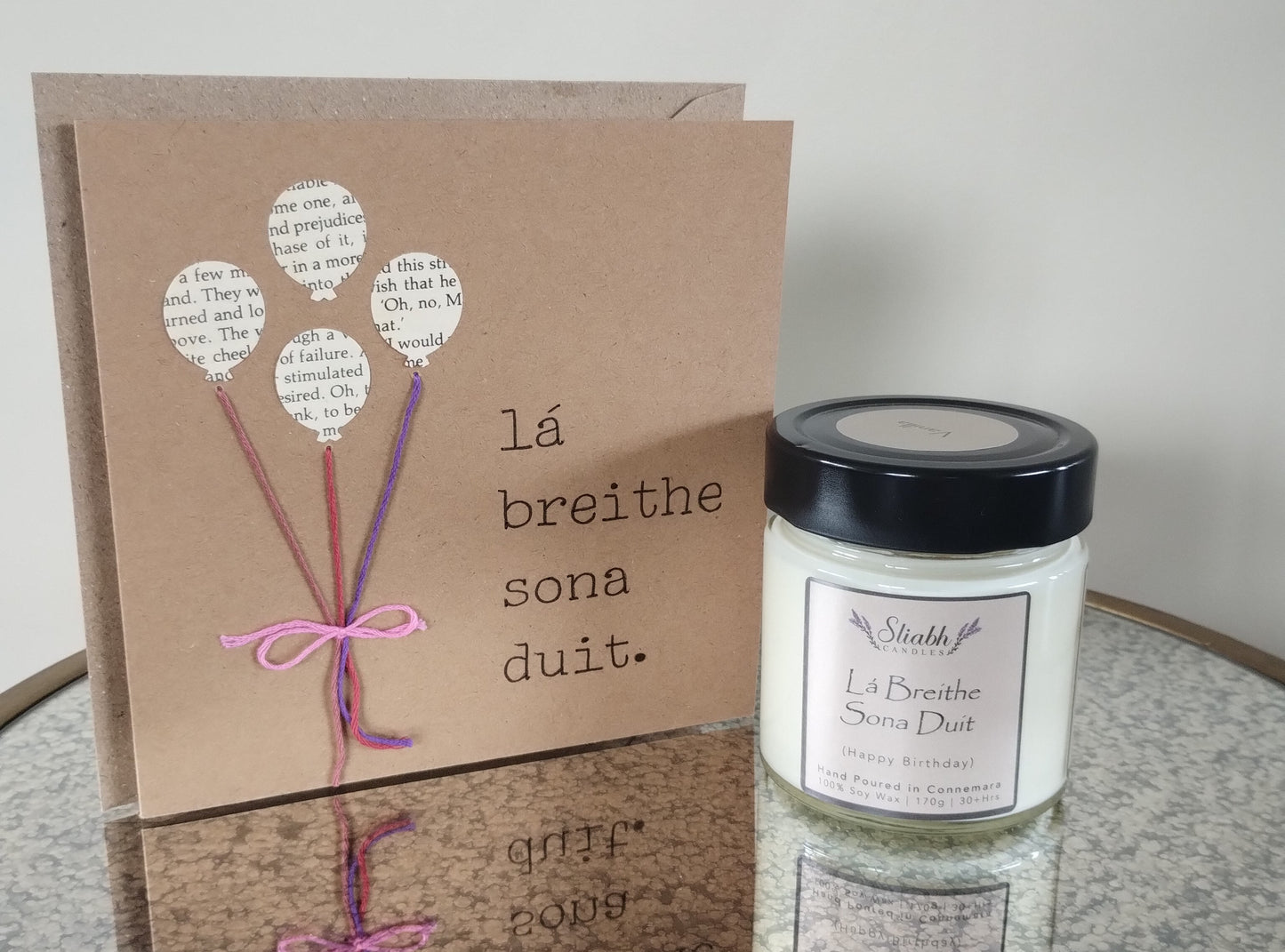 Birthday Candle & Card Set | Breithlá | Birthday gift | Handmade in Connemara | Sliabh Candles