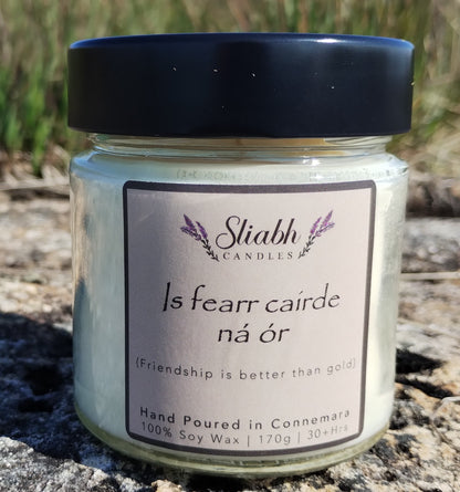 Sliabh Candles Friendship is better than gold | Is fearr cairde ná ór | Handmade Soy Wax Candle Gift | Friendship present