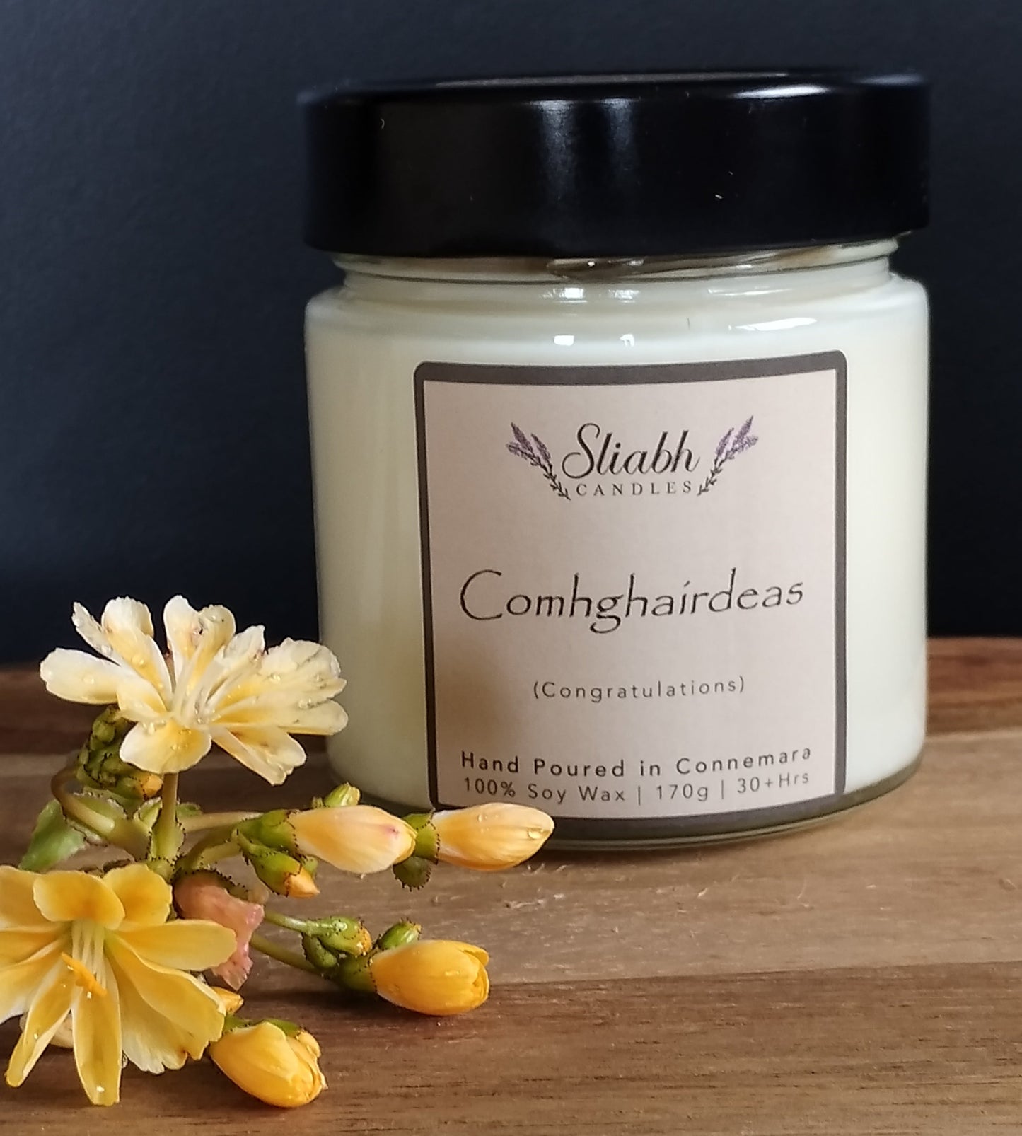 Sliabh Candles Comghairdeas Congratulations Soy Wax Candle. Handmade in Ireland. Irish Gift. Well done, 