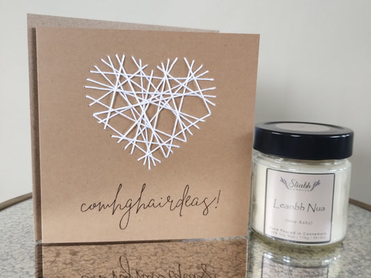 New Baby Candle & Card Set | Leanbh Nua | New Baby gift | Handmade in Connemara 