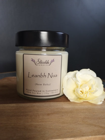 New Baby Gift | Leanbh Nua | Handmade Soy Wax Candle