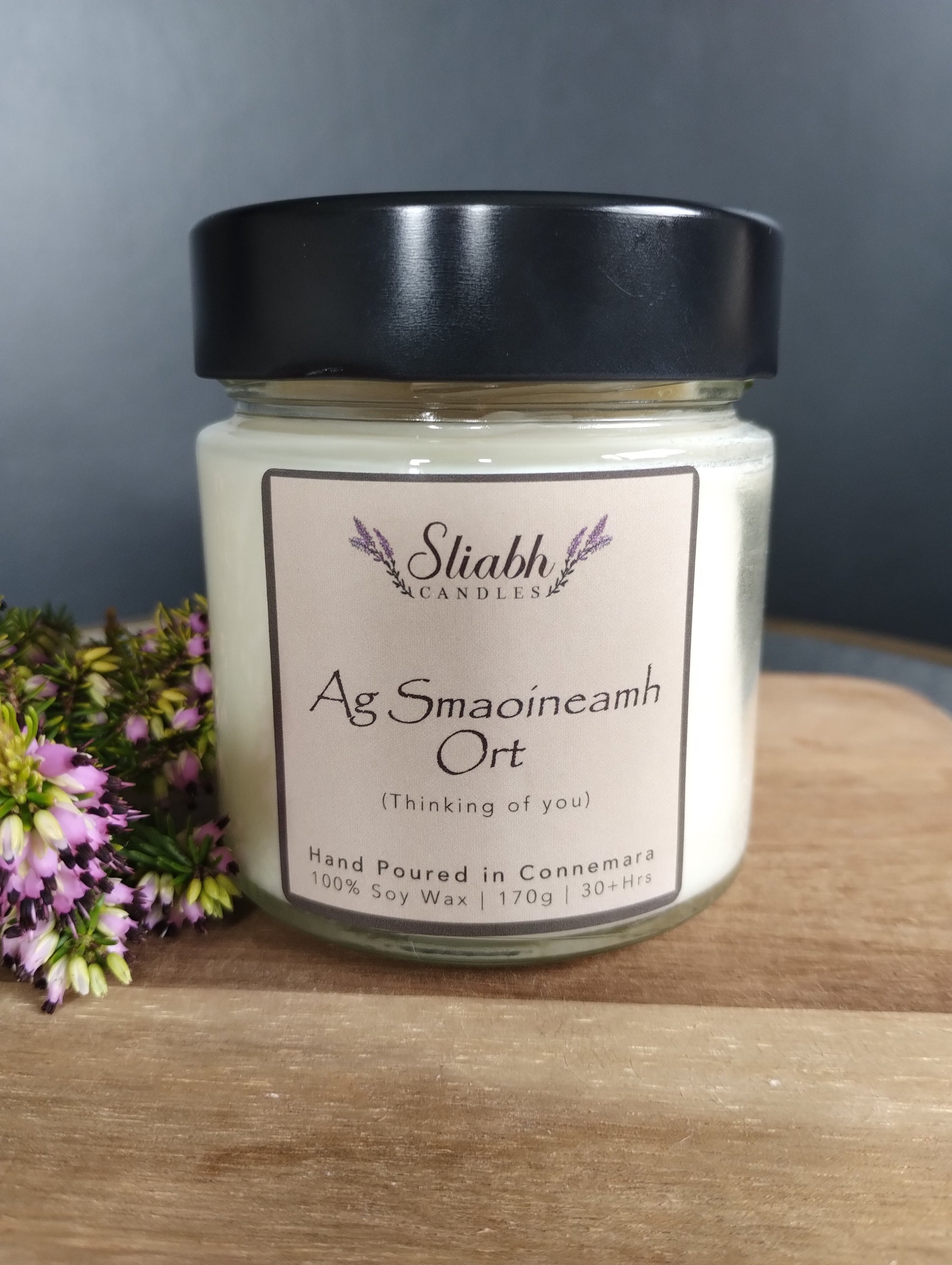 Thinking of you Candle & Card Set | Ag Smaoineamh Ort | Thoughtful gift | Handmade in Connemara 