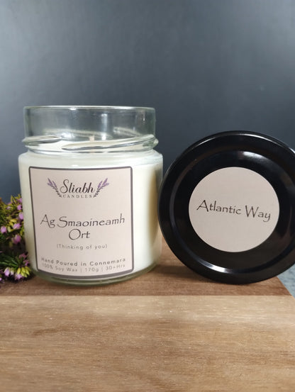 Thinking of you Candle & Card Set | Ag Smaoineamh Ort | Thoughtful gift | Handmade in Connemara 