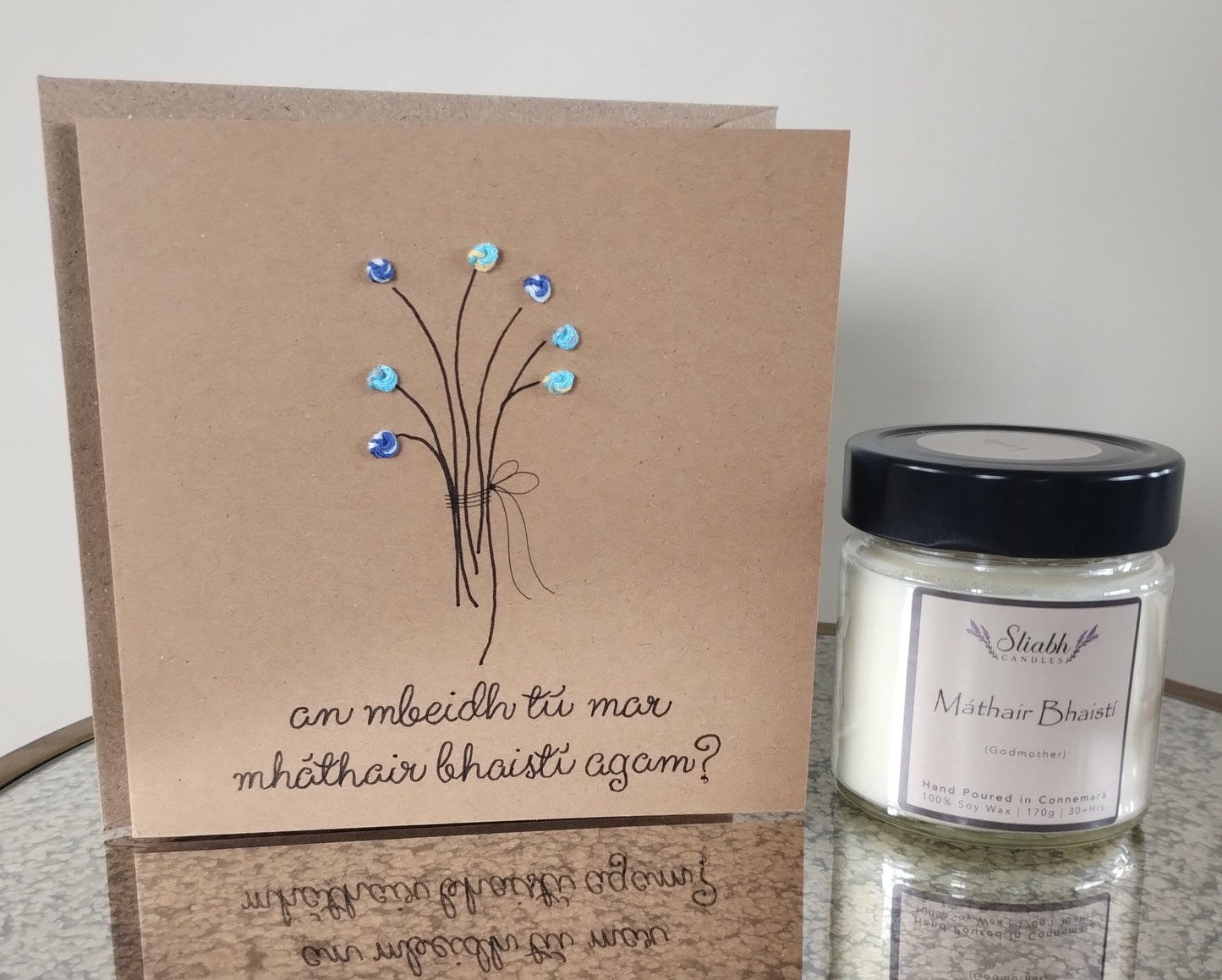Will you be my Godmother? Candle & Card Gift  Set | Máthair Bhaistí