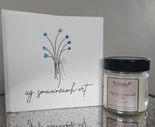 Thinking of you Candle & Card Set | Ag Smaoineamh Ort | Thoughtful gift | Handmade in Connemara 