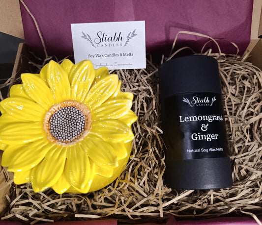 Sunflower Wax Burner Gift Set with Soy Wax Melts