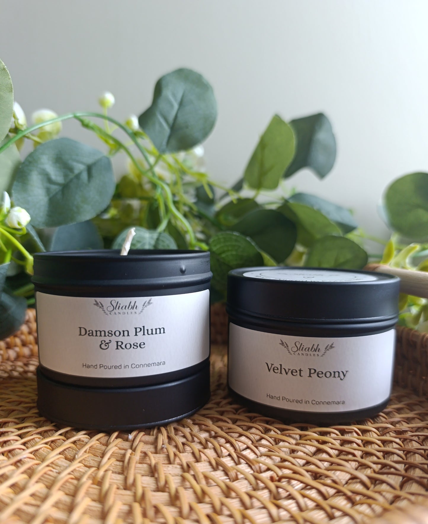 Velvet Peony Travel Tin Candle – Handmade in Connemara