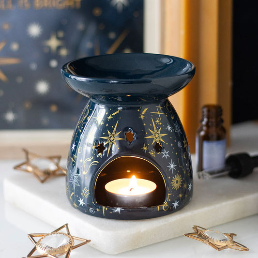 Blue Starry Night Wax Burner & Oil Burner for Irish Soy Wax Melts