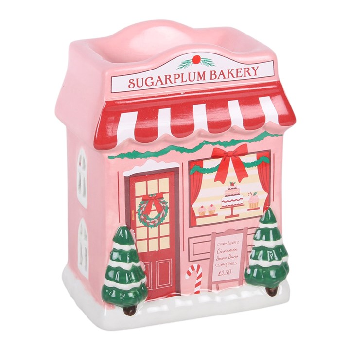Ceramic Christmas Oil Burner with Candy Cane Bakery Design