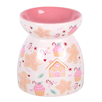 Ceramic Christmas Wax Melt Burner with Gingerbread Cookie Print