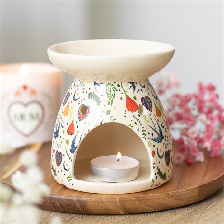 Midnight Bloom Ceramic Wax Burner & Oil Burner for Irish Soy Wax Melts