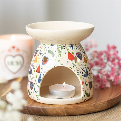 Midnight Bloom Ceramic Wax Burner & Oil Burner for Irish Soy Wax Melts