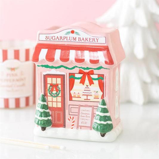 Sugarplum Bakery Candy Cane House Oil Burner for Christmas Home Fragrance