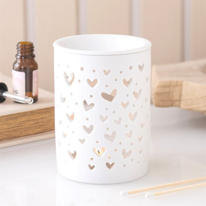 White Heart Cut Out Wax Burner & Oil Burner for Irish Soy Wax Melts